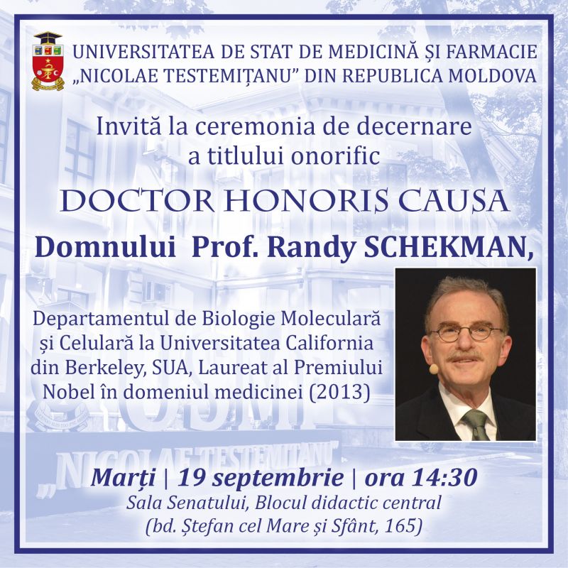 Doctor Honoris Causa al USMF „Nicolae Testemițanu” profesorul Randy Schekman